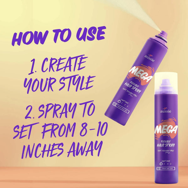 Mega Flexible Hair Spray for Curly Hair, Straight Hair, and Wavy Hair - 1 pack - 10 oz per pack - plus 3 My Outlet Mall Resealable Storage Pouches