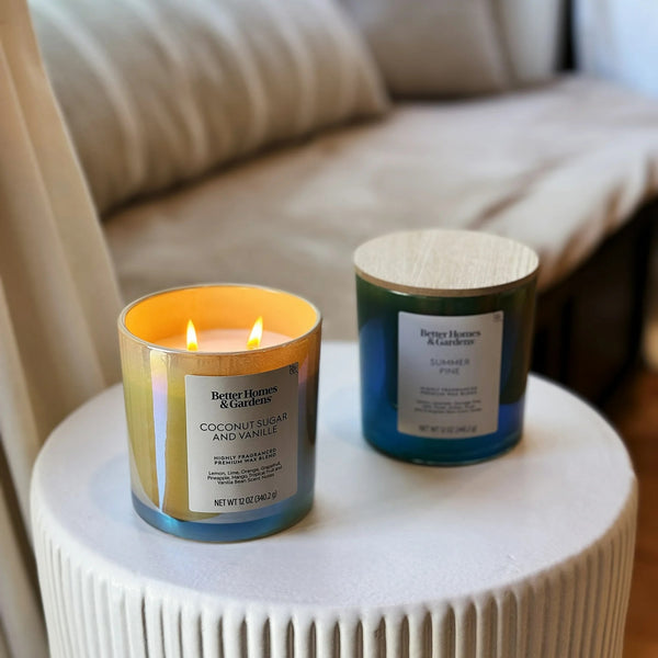 Coconut Sugar & Vanille Scented 2-Wick Iridescent Jar Candle - 1 pack - 12 oz per pack - plus 3 My Outlet Mall Resealable Storage Pouches
