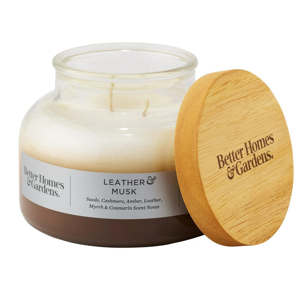 Leather and Musk Scented 2-Wick Ombre Bell Jar Candle - 3 packs - 18 oz per pack - plus 3 My Outlet Mall Resealable Storage Pouches