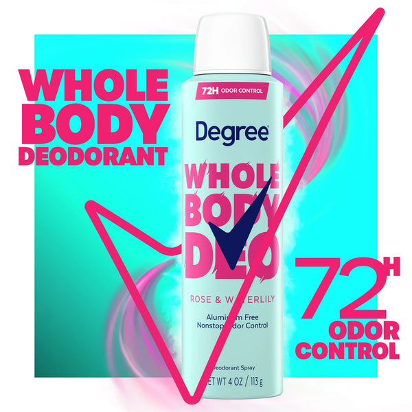 Women Whole Body Deodorant Spray for Women Rose & Waterlily Scent Aluminum Free - 3 packs - 4 oz per pack - plus 3 My Outlet Mall Resealable Storage Pouches