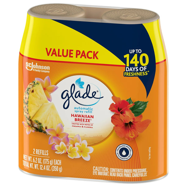 Automatic Spray Refills, Air Freshener, Infused with Essential Oils, Hawaiian Breeze - 1 pack - 2 count per pack - plus 3 My Outlet Mall Resealable Storage Pouches