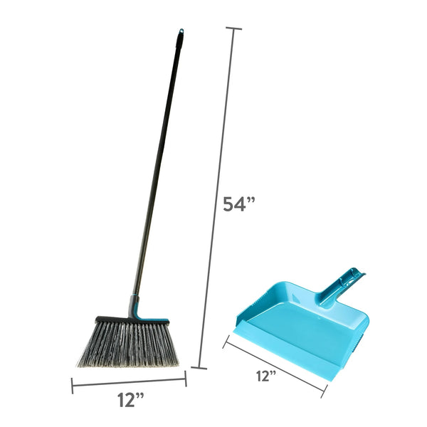 Angle Broom with Dustpan - 1 pack - plus 3 My Outlet Mall Resealable Storage Pouches