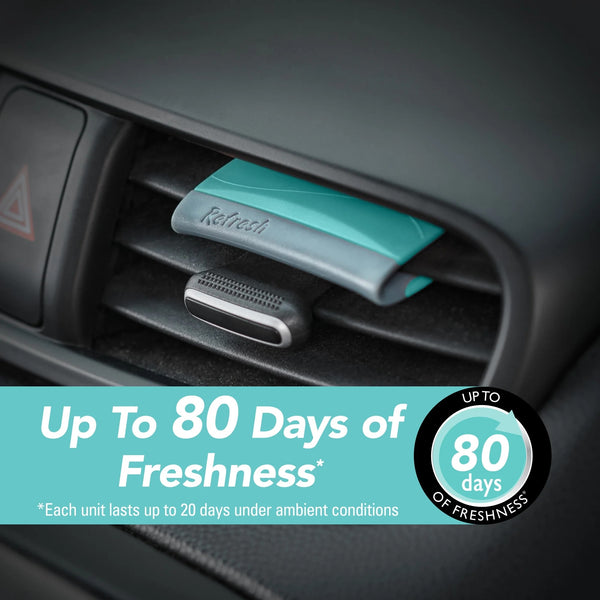 Contour Vent Stick Car Air Freshener Crisp Laundry Scent, 4 Count - 1 pack - plus 3 My Outlet Mall Resealable Storage Pouches