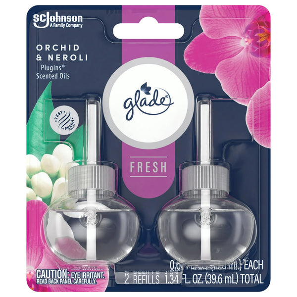 PlugIns Scented Oil Refills, Air Freshener,&nbsp;Orchid & Neroli, Infused with Essential Oils - 2 packs - 2 count per pack - plus 3 My Outlet Mall Resealable Storage Pouches