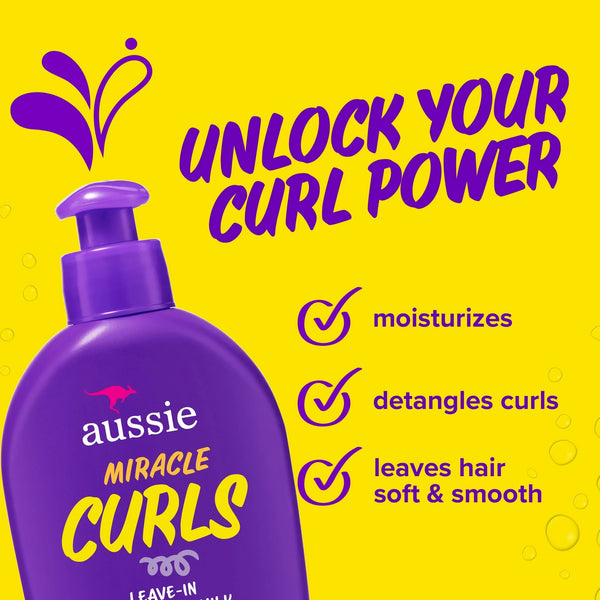 Miracle Curls Leave-in Detangling Milk, for Curly Hair Types Paraben Free - 1 pack - 6.7Fl oz per pack - plus 3 My Outlet Mall Resealable Storage Pouches