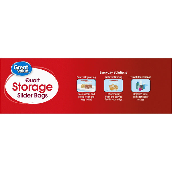 Fresh Seal Slider Zipper Bags, Quart Storage  - 1 pack -  50 Count per pack - plus 3 My Outlet Mall Resealable Storage Pouches