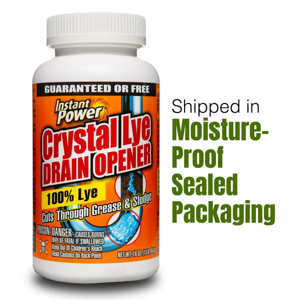 Crystal Lye Drain Opener - 1 pack - 16 oz per pack - plus 3 My Outlet Mall Resealable Storage Pouches