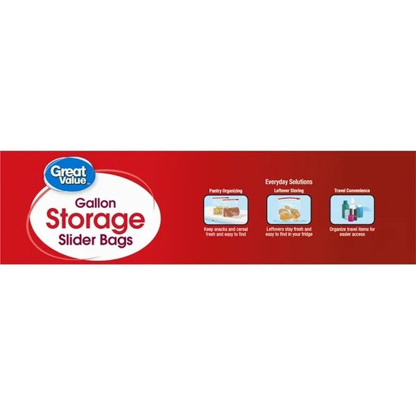 Fresh Seal Slider Zipper Bags, Gallon Storage - 2 packs - 60 Count per pack - plus 3 My Outlet Mall Resealable Storage Pouches