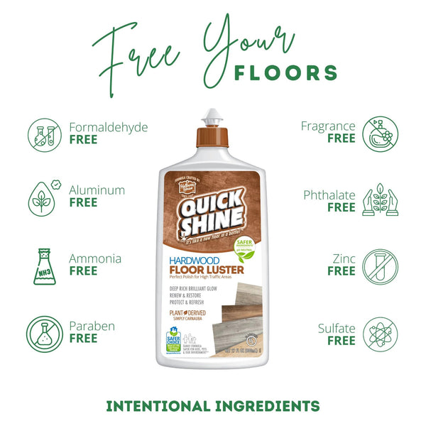 Hardwood Floor Luster, Pfas-Free Formula Floor Polish with Plant-Derived Carnauba - 1 pack - 27 oz per pack - plus 3 My Outlet Mall Resealable Storage Pouches
