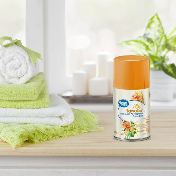 Automatic Air Freshener Spray Refill, Hawaiian, Twin pack - 2 packs - plus 3 My Outlet Mall Resealable Storage Pouches