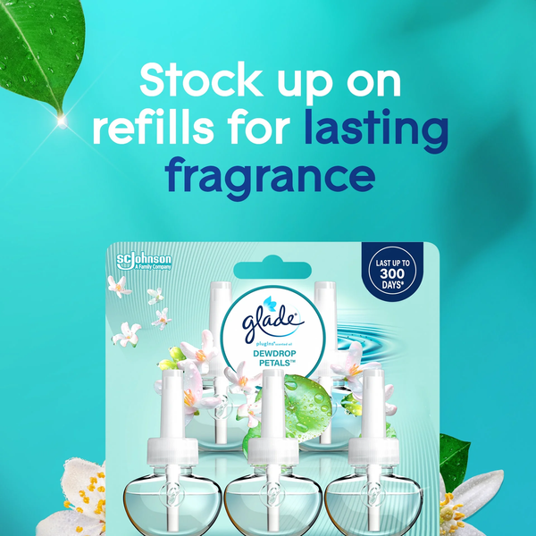PlugIns Refills Air Freshener, Dewdrop Petals, 3.35 oz - 1 pack - 5 Count per pack - plus 3 My Outlet Mall Resealable Storage Pouches