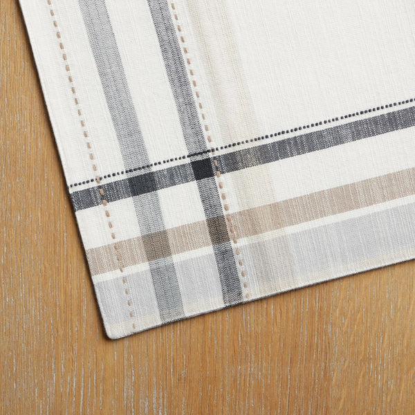 Monday Plaid Fabric Placemat, Beige, 14" W x 20" L - 1 pack - plus 3 My Outlet Mall Resealable Storage Pouches