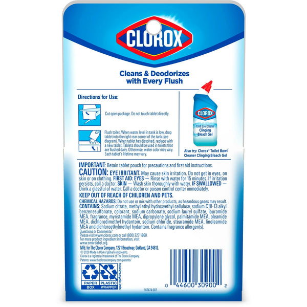 Bleach and Blue Toilet Bowl Cleaner Tablets, Rain Clean - 2 packs -  2 count per pack - plus 3 My Outlet Mall Resealable Storage Pouches
