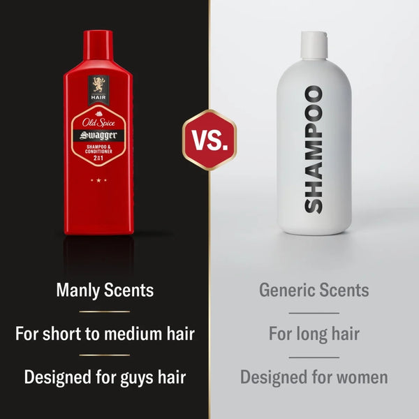 Men's 2-in-1 Shampoo and Conditioner, All Hair Types, Swagger - 1 pack - 13.5Fl oz per pack - plus 3 My Outlet Mall Resealable Storage Pouches