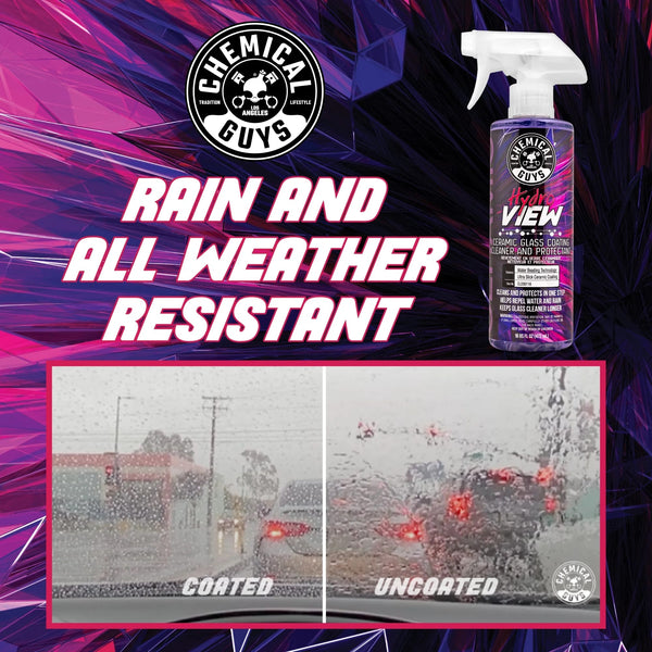 HydroView Ceramic Glass Cleaner, Water Repellent & Protective Coating (Works on Glass, Windows, Mirrors, Navigation Screens & More) - 2 packs - 16FL oz per pack - plus 3 My Outlet Mall Resealable Storage Pouches