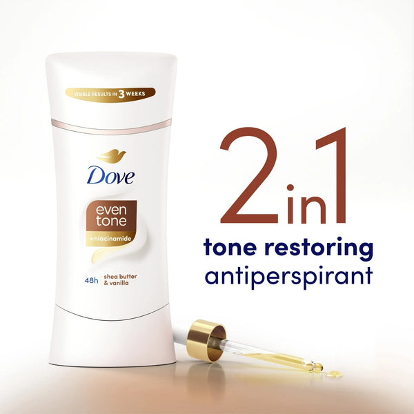 Even Tone Antiperspirant Deodorant Stick Shea Butter & Vanilla - 1 pack - 2.6 oz per pack - plus 3 My Outlet Mall Resealable Storage Pouches