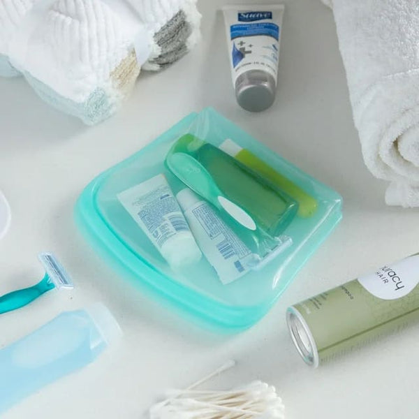 Reusable Silicone Sandwich Food Storage Bag, Blue - 1 pack - plus 3 My Outlet Mall Resealable Storage Pouches