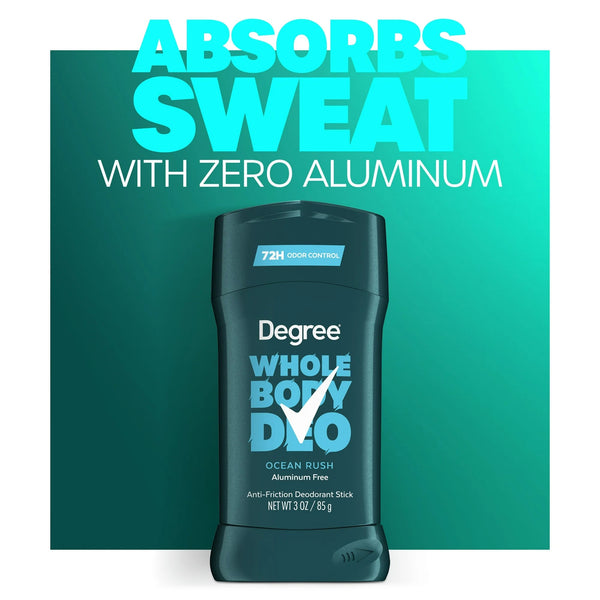 Men Whole Body Deodorant Stick for Men Ocean Rush Scent Aluminum Free - 3 packs - 3 oz per pack - plus 3 My Outlet Mall Resealable Storage Pouches