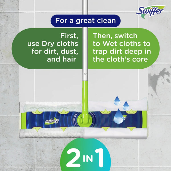 Sweeper XL 2-in-1 Dry + Wet Floor Mopping and Sweeping Kit, Multi-Surface Floor Cleaning Kit - 1 pack - plus 3 My Outlet Mall Resealable Storage Pouches