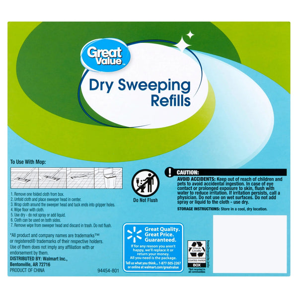 Dry Sweeping Cloth Refills - 1 pack - 32 count per pack - plus 3 My Outlet Mall Resealable Storage Pouches