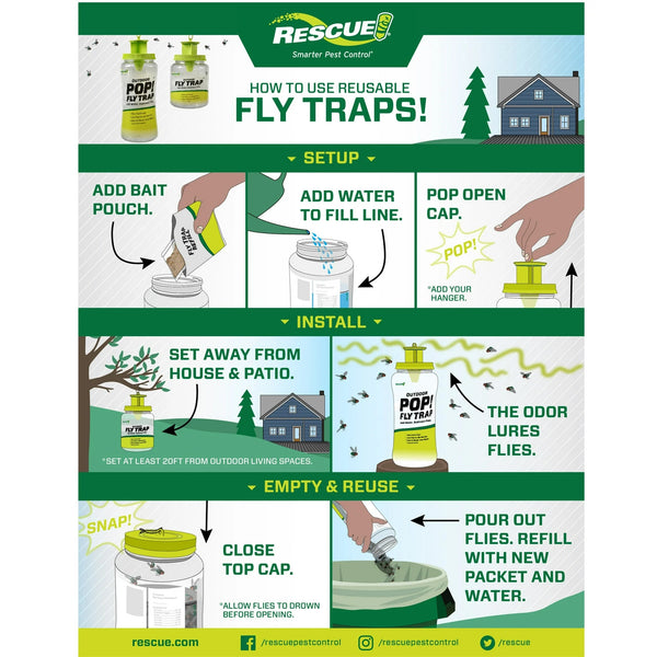 Pop! Reusable Outdoor Fly Trap, Resin -1 pack - plus 3 My Outlet Mall Resealable Storage Pouches