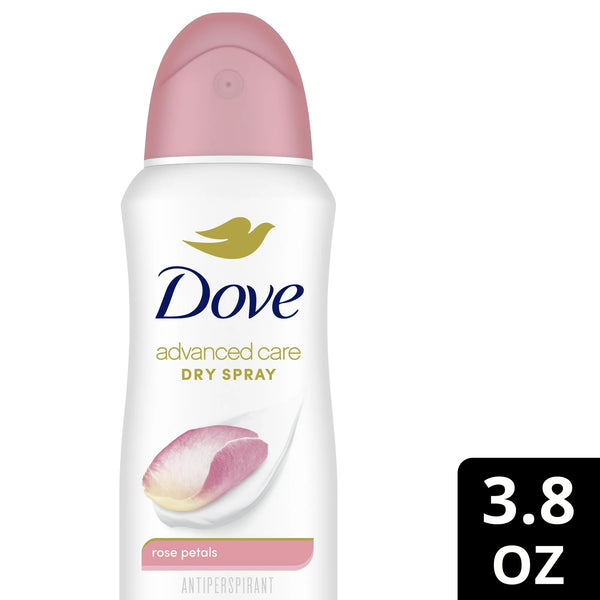 Advanced Care Long Lasting Women's Antiperspirant Deodorant Dry Spray, Rose Petals - 3 packs - 3.8 oz per pack - plus 3 My Outlet Mall Resealable Storage Pouches