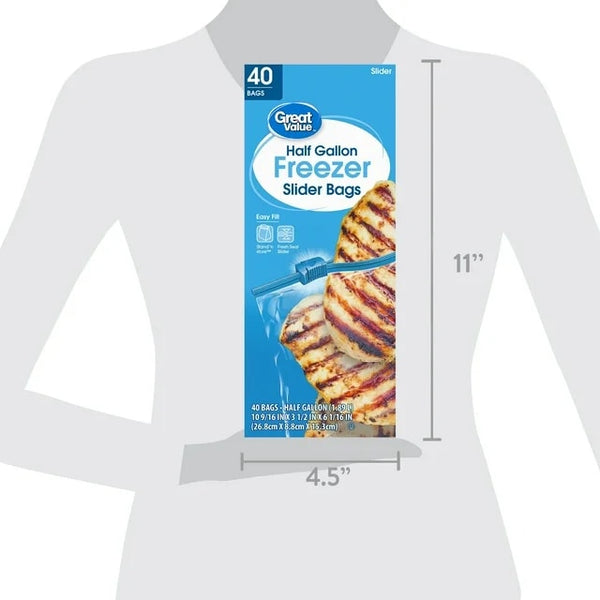 Half Gallon Freezer Slider Bags - 3 packs - 40 Count per pack - plus 3 My Outlet Mall Resealable Storage Pouches