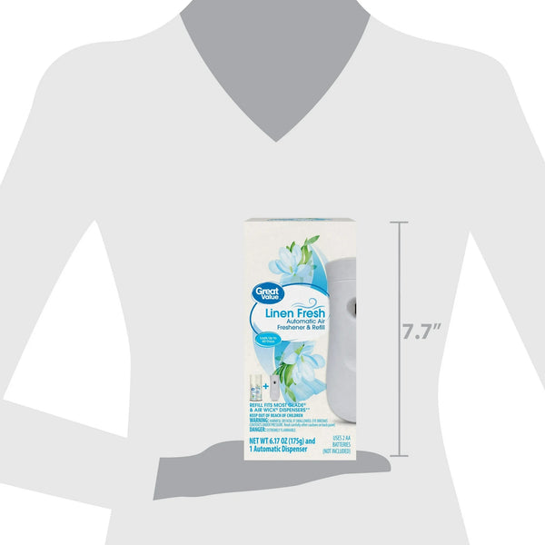Automatic Air Freshener Spray Kit w/1 Refill Included, Linen Fresh - 2 packs - plus 3 My Outlet Mall Resealable Storage Pouches