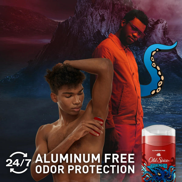 Old Spice Aluminum Free Deodorant for Men, Stick, Krakengard, Deep Ocean Scent - 1 pack - 3 oz per pack - plus 3 My Outlet Mall Resealable Storage Pouches
