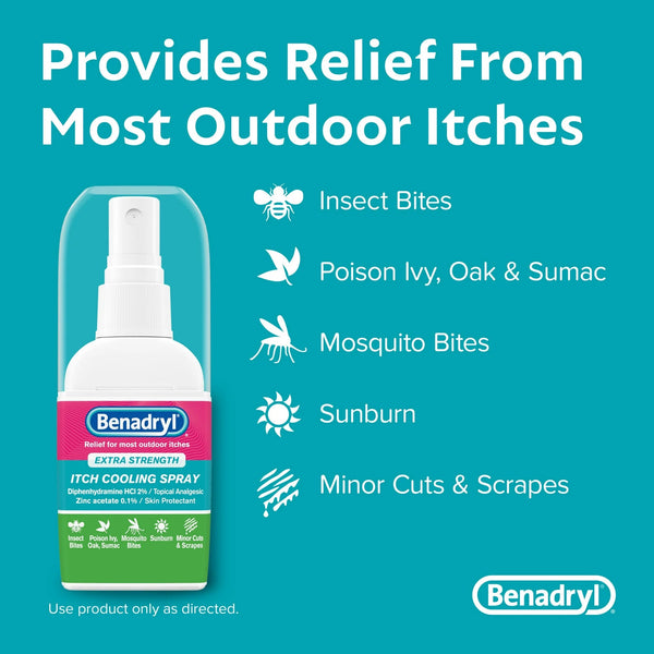 Extra Strength Anti-Itch Cooling Spray, Travel Size - 2 packs - 2 Fl oz per pack - plus 3 My Outlet Mall Resealable Storage Pouches