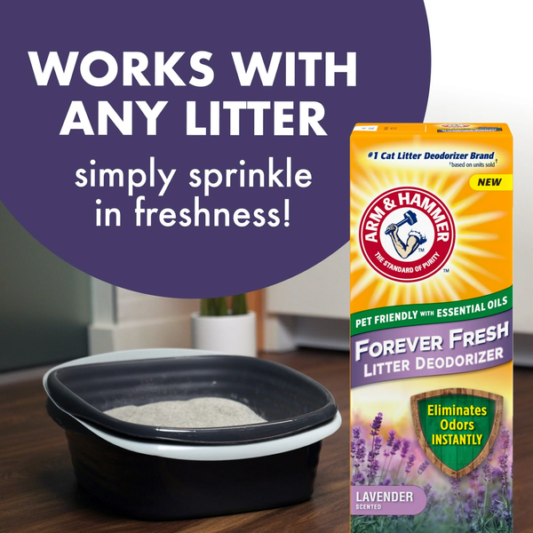 Forever Fresh Cat Litter Deodorizer, Pet-Friendly Lavender Scent -  2 packs - 33 oz per pack - plus 3 My Outlet Mall Resealable Storage Pouches