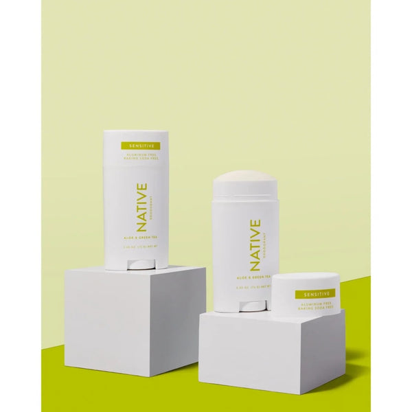 Deodorant, Sensitive, Aluminum Free, Aloe & Green Tea, for Women and Men - 2 packs - 2.65 oz per pack - plus 3 My Outlet Mall Resealable Storage Pouches