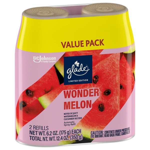 Automatic Spray Refill, Air Freshener, Infused with Essential Oils, Wonder Melon, 6.2 oz - 1 pack - 2 Count per pack - plus 3 My Outlet Mall Resealable Storage Pouches