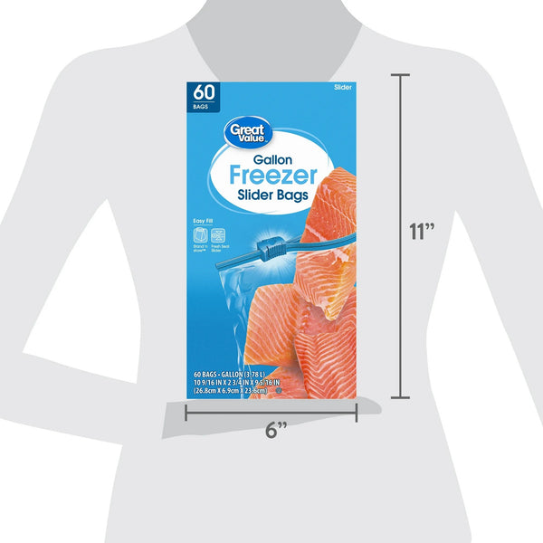 Gallon Freezer Guard Slider Zipper Bags - 2 packs -  60 Count per pack - plus 3 My Outlet Mall Resealable Storage Pouches