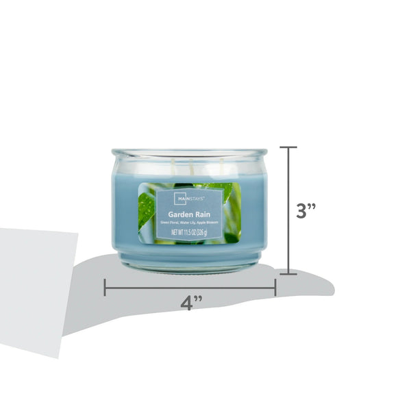 Garden Rain Scented 3-Wick Glass Jar Candle - 2 packs - 11.5 oz per pack - plus 3 My Outlet Mall Resealable Storage Pouches