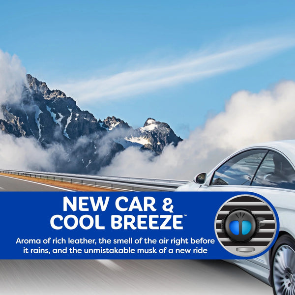 Mini Diffuser Air Freshener New Car/Cool Breeze Scent, 2 Count - 1 pack - plus 3 My Outlet Mall Resealable Storage Pouches