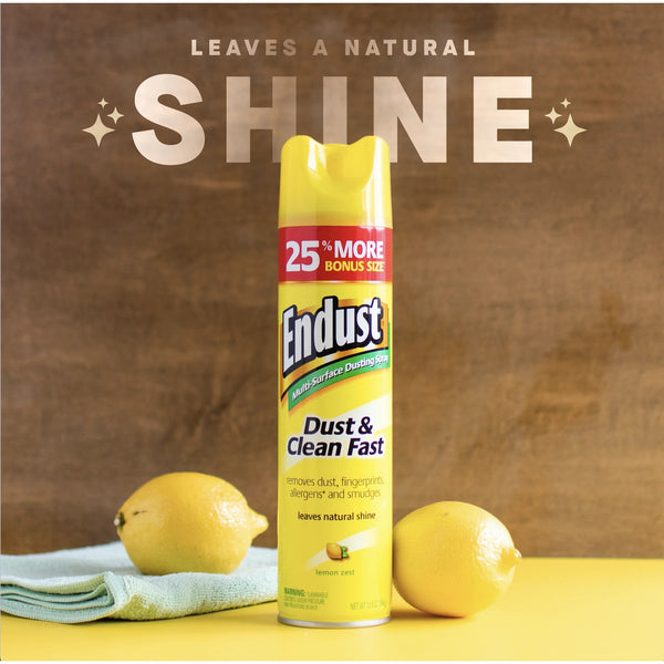 Multi-Surface Dusting and Cleaning Spray, Lemon Zest - 1 pack - 12 oz per pack  plus 3 My Outlet Mall Resealable Storage Pouches