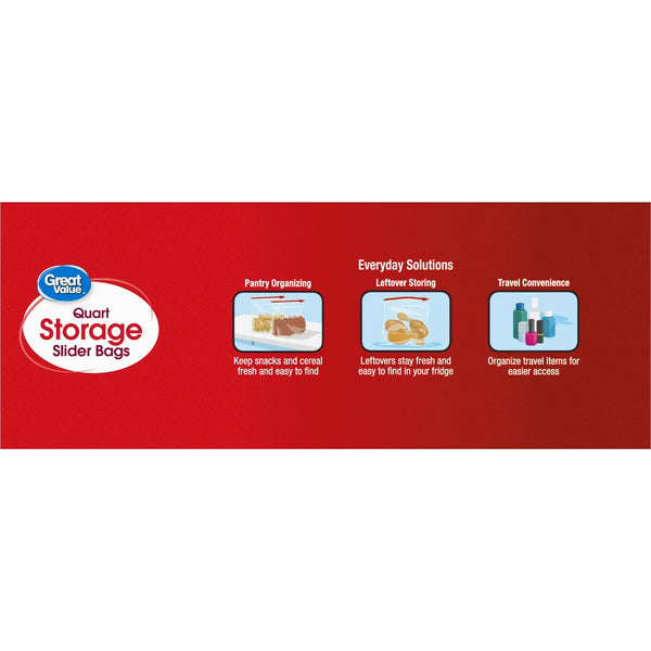 Fresh Seal Slider Zipper Bags, Quart Storage - 2 packs -  75 Count per pack - plus 3 My Outlet Mall Resealable Storage Pouches