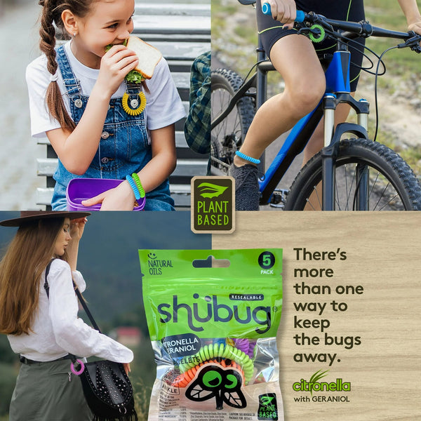 Citronella and Geraniol Coil Bracelet Band Insect Repellant, Multi-Color, Deet Free - 3 packs - 5 Count - plus 3 My Outlet Mall Resealable Storage Pouches