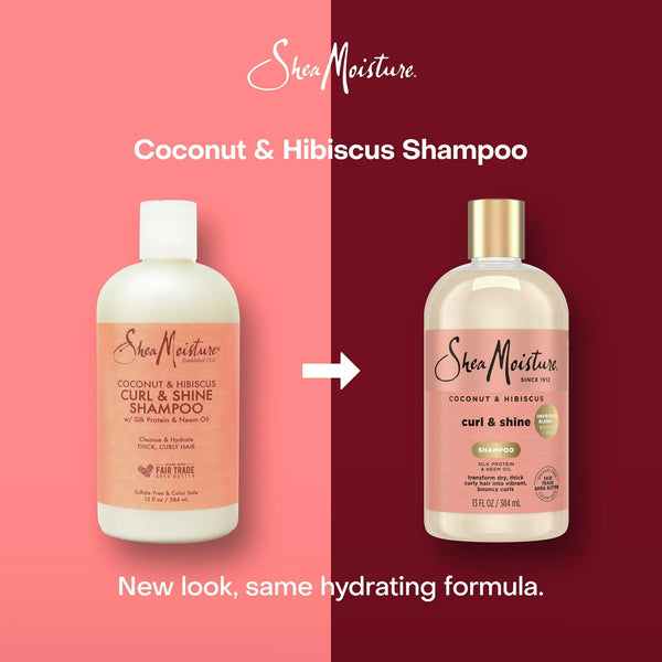 Curl & Shine Shampoo Coconut & Hibiscus for Curly Hair Paraben Free - 2 packs - 13 oz per pack - plus 3 My Outlet Mall Resealable Storage Pouches