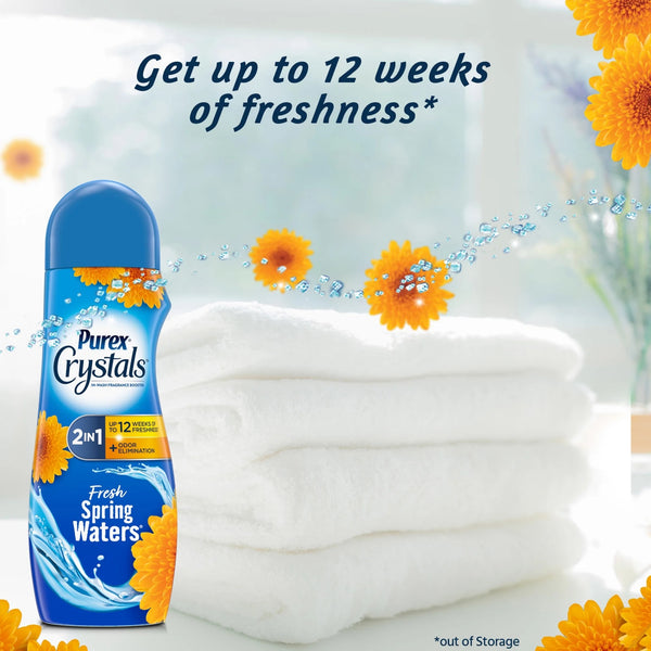 Crystals In-Wash Fragrance and Scent Booster, Fresh Spring Waters - 1 pack - 39 oz per pack - plus 3 My Outlet Mall Resealable Storage Pouches