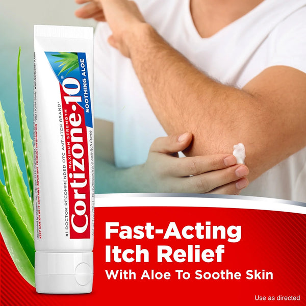 1% Hydrocortisone Soothing Aloe Anti-Itch Cream for Eczema and Bug Bite Relief, Maximum Strength - 3 packs - 2 oz per pack - plus 3 My Outlet Mall Resealable Storage Pouches