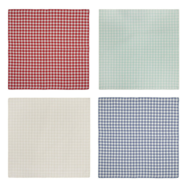 100% Cotton Fabric Napkin Set, Multicolor Gingham, 20" W x 20" L - 1 pack - 4 Count per pack - plus 3 My Outlet Mall Resealable Storage Pouches