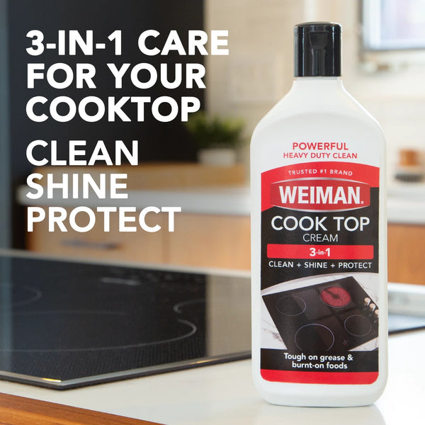 Cooktop Cleaner and Polish Cream for Glass, Ceramic and Induction Surfaces, Unscented - 3 packs - 15 oz per pack - plus 3 My Outlet Mall Resealable Storage Pouches