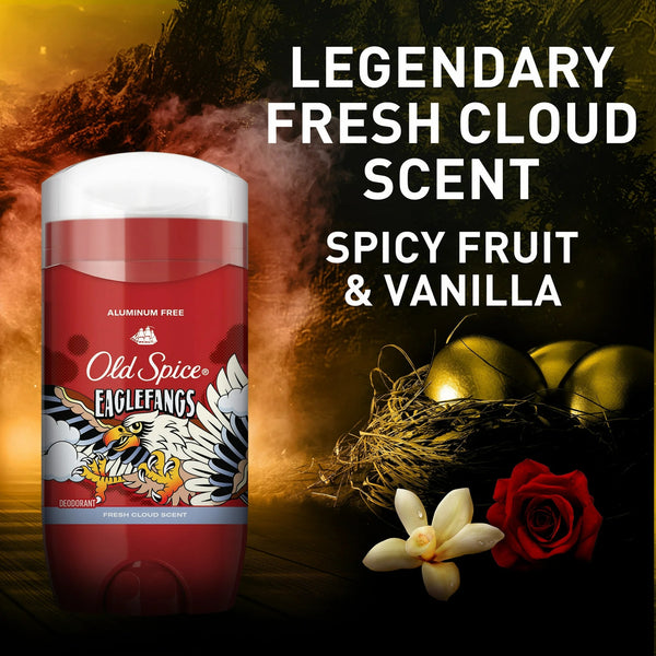 Aluminum Free Deodorant for Men, Eaglefangs, Fresh Cloud Scent - 1 pack - 3 oz per pack - plus 3 My Outlet Mall Resealable Storage Pouches