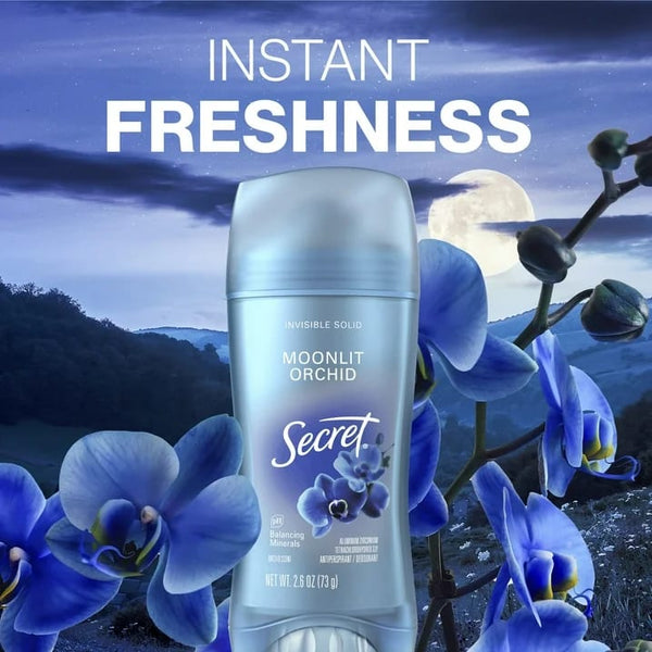 Fresh Invisible Solid Antiperspirant Deodorant for Women, Moonlit Orchid - 1 pack - 2.6 oz per pack - plus 3 My Outlet Mall Resealable Storage Pouches