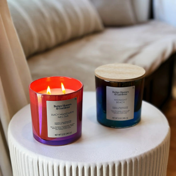 Juicy Mandarin Nectar Scented 2-Wick Iridescent Jar Candle - 1 pack - 12 oz per pack - plus 3 My Outlet Mall Resealable Storage Pouches