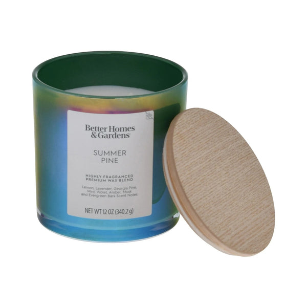 Summer Pine Scented 2-Wick Iridescent Jar Candle - 1 pack - 12 oz per pack - plus 3 My Outlet Mall Resealable Storage Pouches