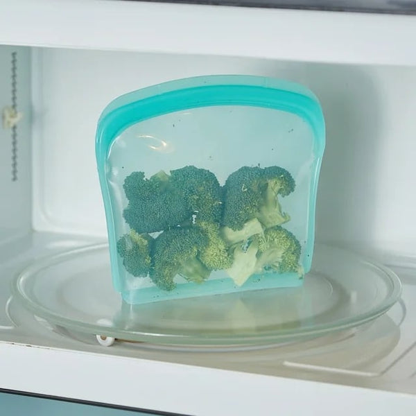 Reusable Silicone Sandwich Food Storage Bag, Blue - 1 pack - plus 3 My Outlet Mall Resealable Storage Pouches