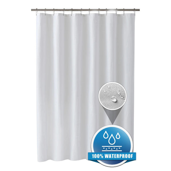 Waterproof Fabric Shower Curtain, Durable Fabric, Weighted Magnets - 72" x 72", White - 2 packs - plus 3 My Outlet Mall Resealable Storage Pouches